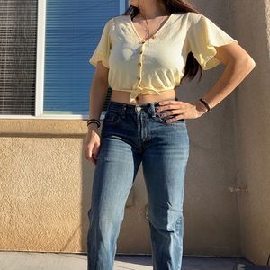 H&M Cropped Yellow Top Size S